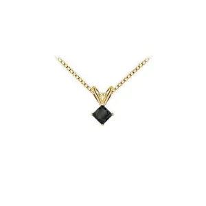 14K Yellow Gold : Princess Cut Black Diamond Solitaire Pendant - 0.50 CT. TW.