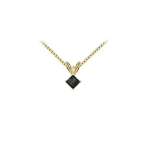 14K Yellow Gold : Princess Cut Black Diamond Solitaire Pendant - 0.50 CT. TW.