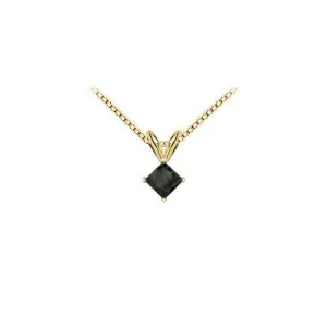 14K Yellow Gold : Princess Cut Black Diamond Solitaire Pendant - 1.25 CT. TW.