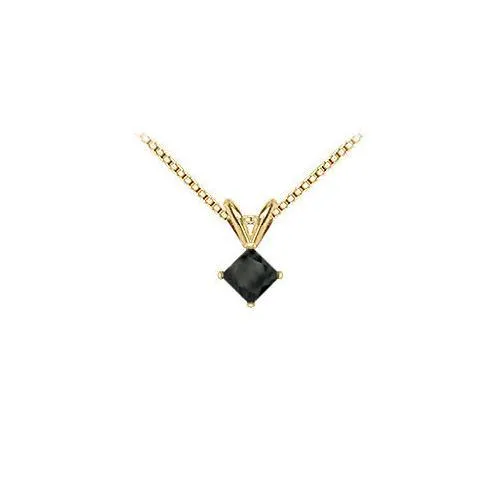 14K Yellow Gold : Princess Cut Black Diamond Solitaire Pendant - 1.25 CT. TW.