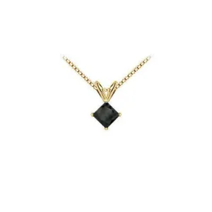 14K Yellow Gold : Princess Cut Black Diamond Solitaire Pendant - 1.75 CT. TW.