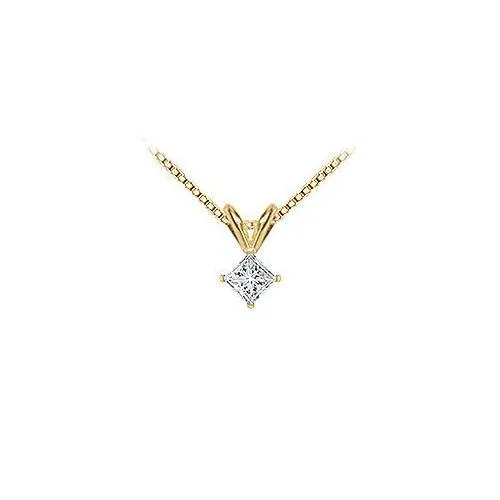 14K Yellow Gold : Princess Cut Diamond Solitaire Pendant - 0.25 CT. TW.