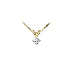 14K Yellow Gold : Princess Cut Diamond Solitaire Pendant - 0.25 CT. TW.