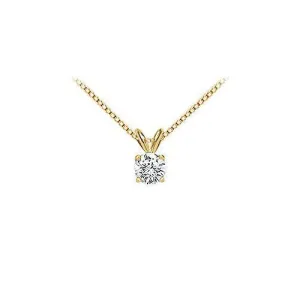 14K Yellow Gold : Round Diamond Solitaire Pendant - 0.50 CT. TW.