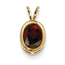 1.6 Carat 14K Gold 8x6mm Oval Garnet bezel pendant