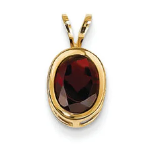 1.6 Carat 14K Gold 8x6mm Oval Garnet bezel pendant