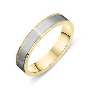 18ct Yellow Gold Bi-Colour Satin Wedding Ring D