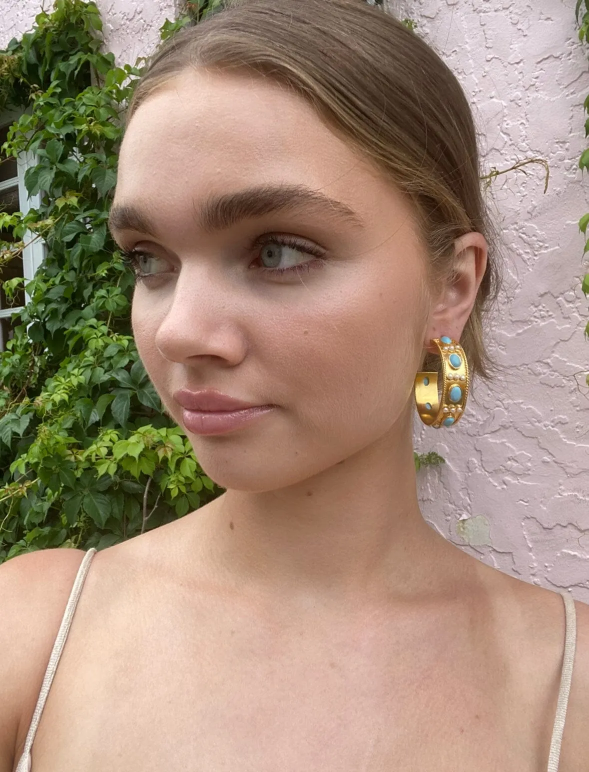 18k Gold Vermeil Turquoise Hoop Earrings: The Amelie