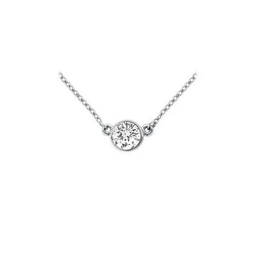 18K White Gold : Bezel Set Round Diamond Solitaire Pendant - 0.50 CT. TDW.
