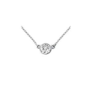 18K White Gold : Bezel Set Round Diamond Solitaire Pendant - 0.50 CT. TDW.