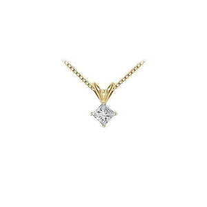 18K Yellow Gold : Princess Cut Diamond Solitaire Pendant  0.33 CT. TDW.