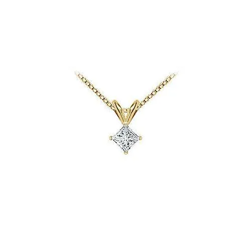 18K Yellow Gold : Princess Cut Diamond Solitaire Pendant  0.33 CT. TDW.