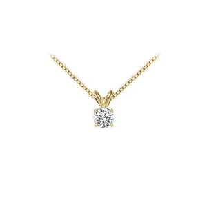 18K Yellow Gold : Prong Set Round Diamond Solitaire Pendant  0.33 CT. TDW.