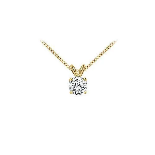 18K Yellow Gold : Prong Set Round Diamond Solitaire Pendant  1.00 CT. TDW.