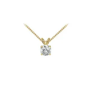 18K Yellow Gold : Prong Set Round Diamond Solitaire Pendant  1.00 CT. TDW.