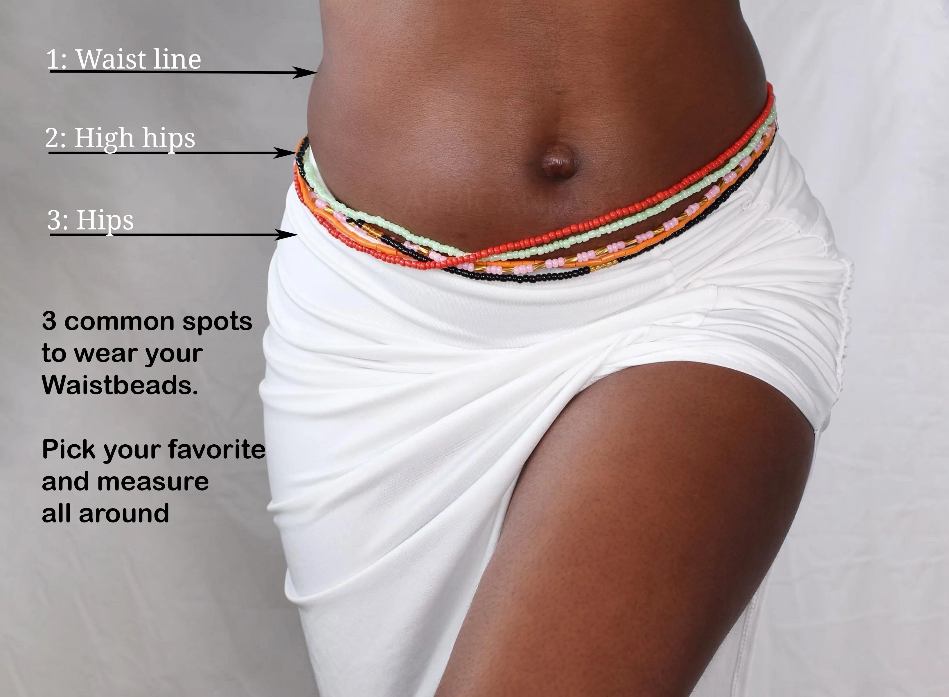 3 in 1 Waist Beads / African Hip Chain - IYORE- Blue / Gold (elastic)