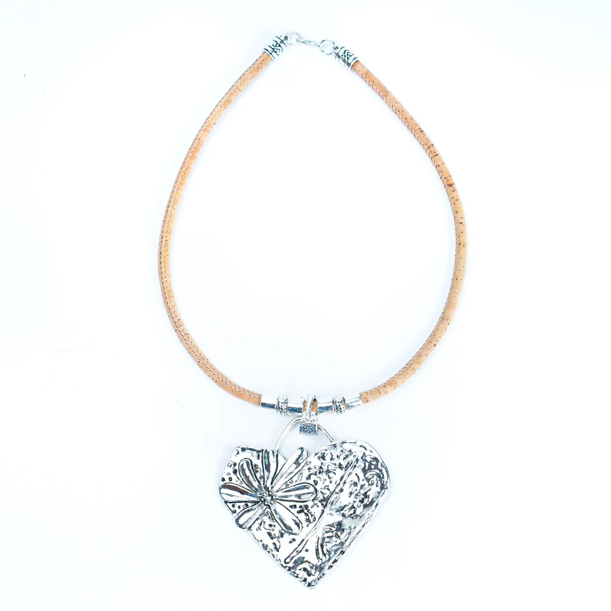 3 styles of handmade necklaces for women with natural cork cord and alloy hardware NE-1078-MIX-3