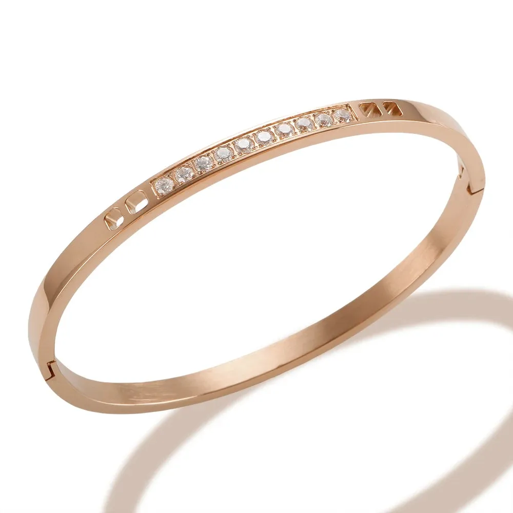 316L Stainless Steel Supernatural Gold Color Bangles Chic Cubic Zirconia Bracelets