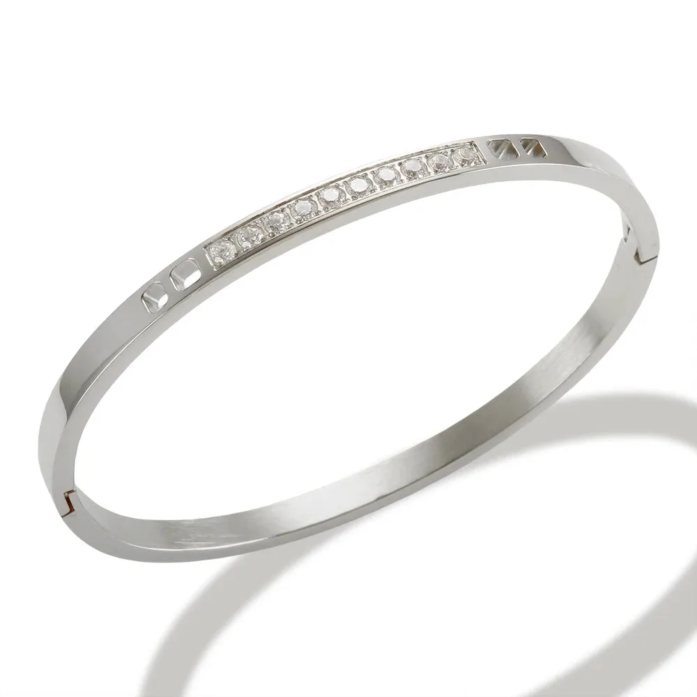 316L Stainless Steel Supernatural Gold Color Bangles Chic Cubic Zirconia Bracelets