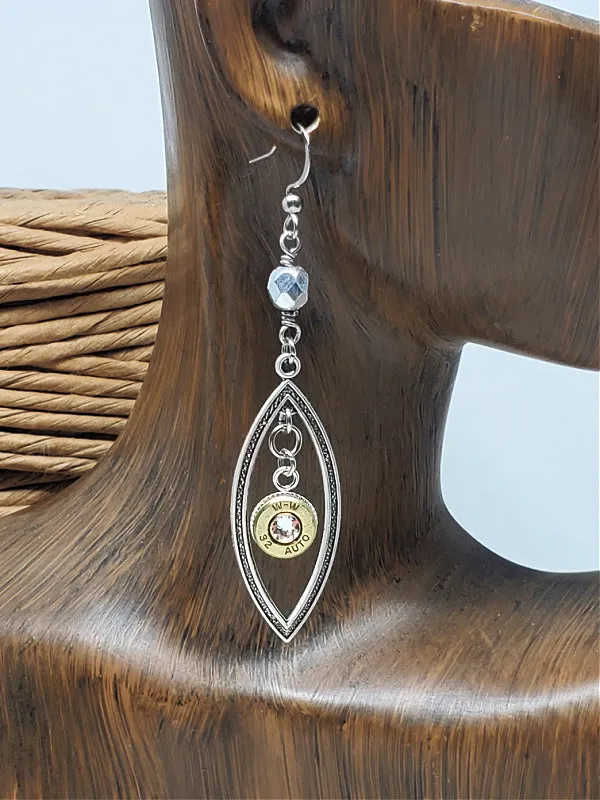 32 Auto Marquis Hoop Beaded Dangle Bullet Earrings
