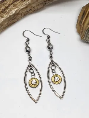 32 Auto Marquis Hoop Beaded Dangle Bullet Earrings