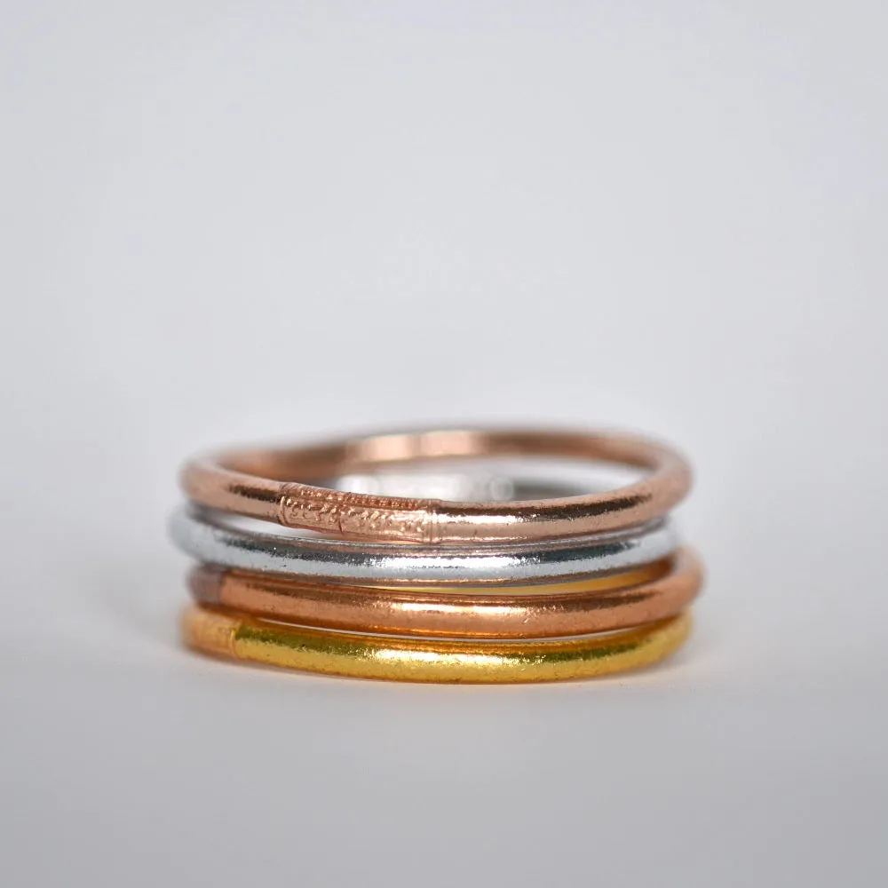 4 Colors Mix Stack of Original Gold Leaf Temple Bangles with Mantra