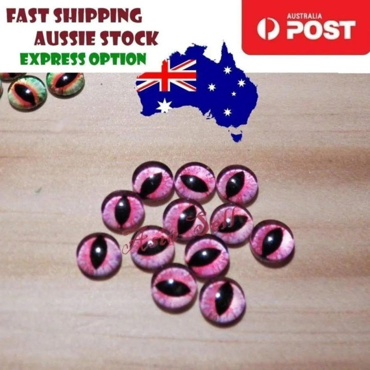 50pcs Round 8mm Glass Eyes Dragon Lizard Frog Eyeballs Model J