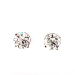 6.20 Old European Cut Diamond Stud Earrings in 18k White Gold