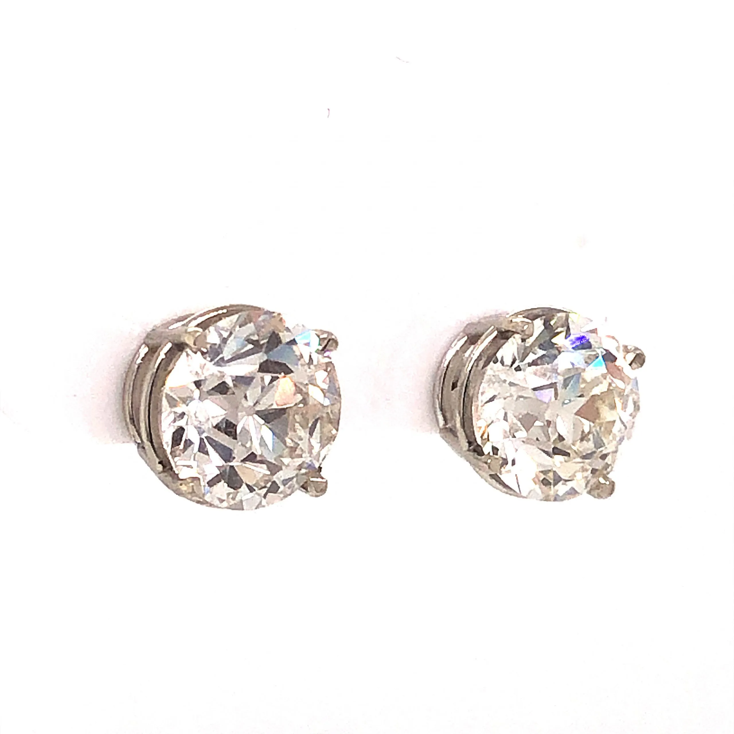 6.20 Old European Cut Diamond Stud Earrings in 18k White Gold