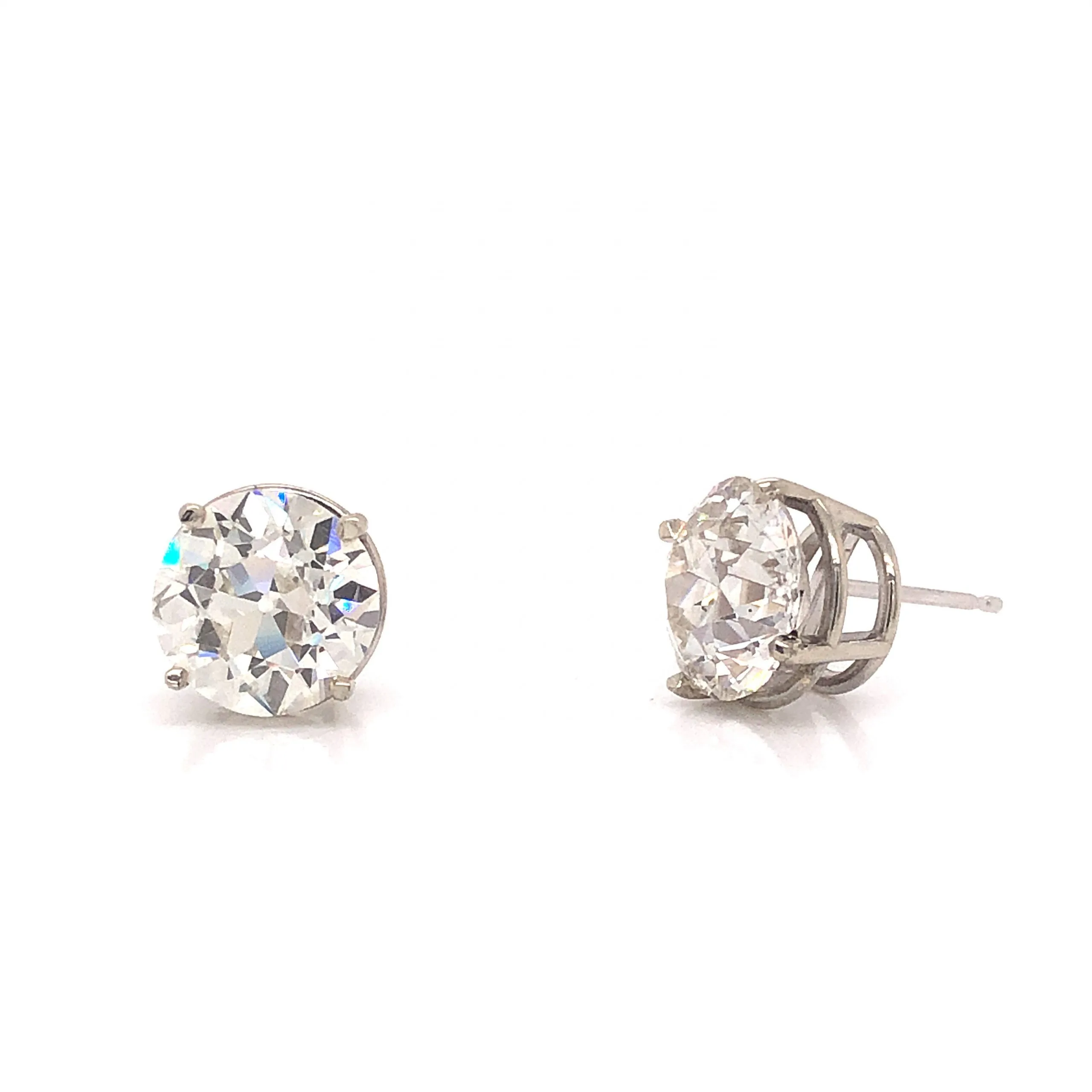 6.20 Old European Cut Diamond Stud Earrings in 18k White Gold