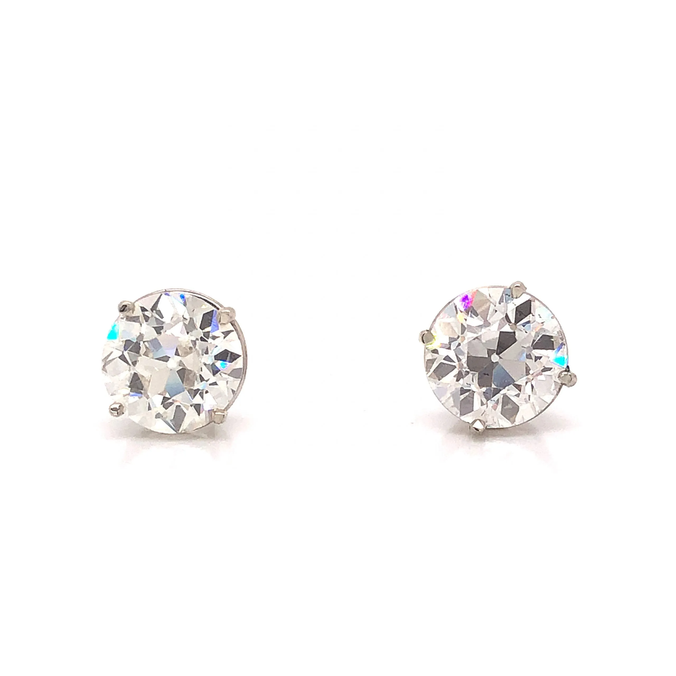 6.20 Old European Cut Diamond Stud Earrings in 18k White Gold