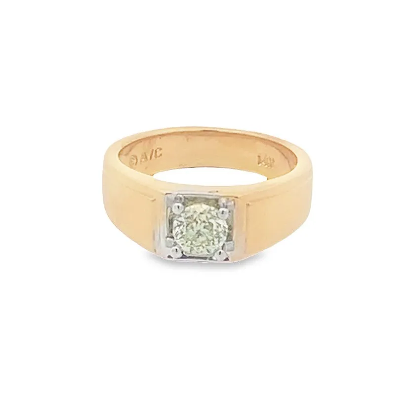 .90 Carat Center Diamond Mens Yellow Gold Band