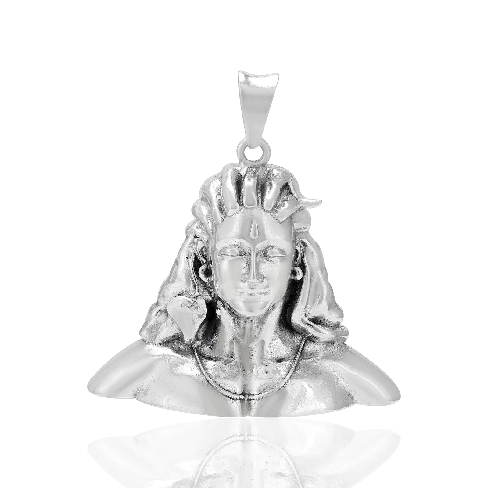 925 Sterling Silver Lord Adiyogi Shiva Rhodium Pendant for Men & Women