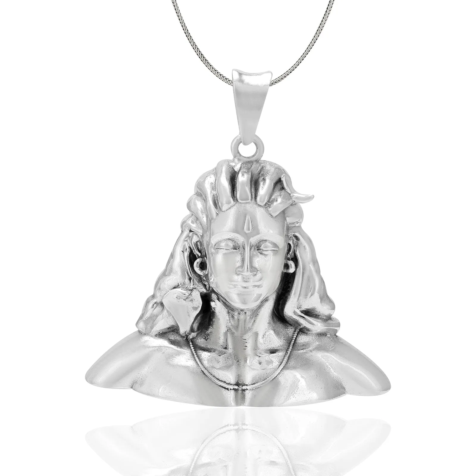 925 Sterling Silver Lord Adiyogi Shiva Rhodium Pendant for Men & Women