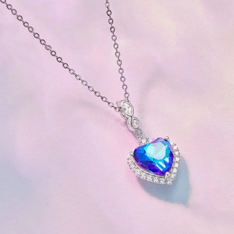 925 Sterling Silver Ocean Heart Zircon Bracelet Bsc775