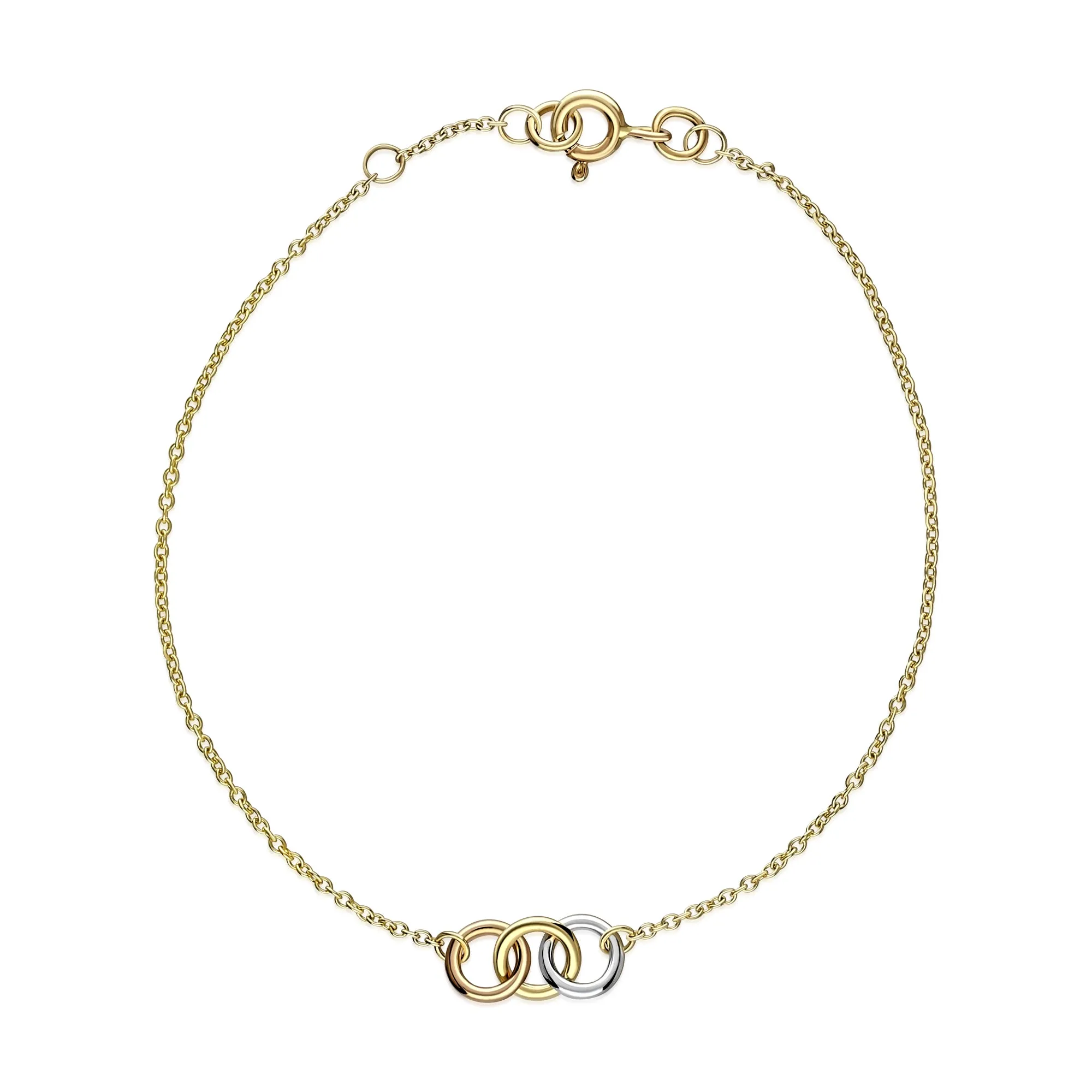 9ct Gold Interlocking Rings Bracelet