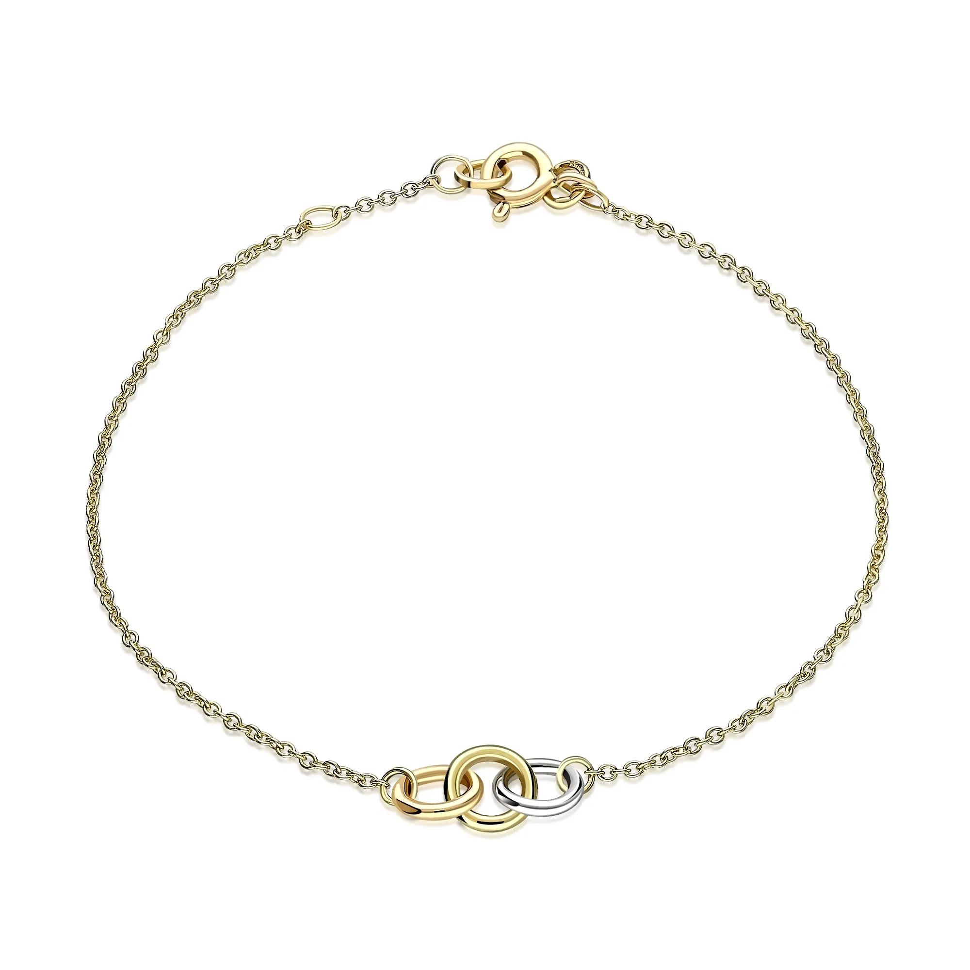 9ct Gold Interlocking Rings Bracelet
