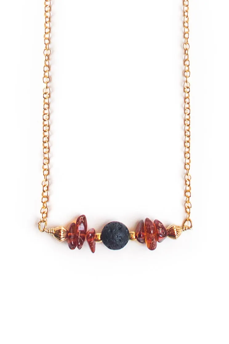 Amber and Lava Stone Necklace