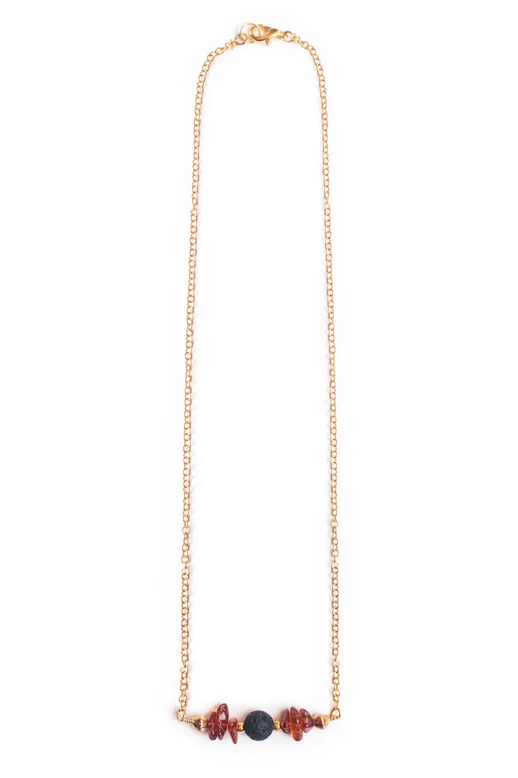 Amber and Lava Stone Necklace