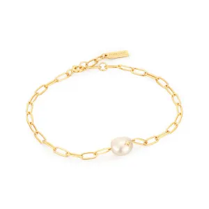 Ania Haie Gold Plated Chain & Single Pearl Bracelet