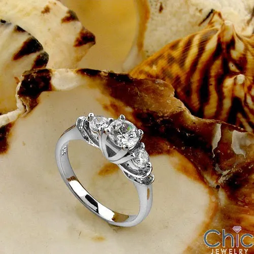 Anniversary 0.45 round Center Prong Ct Pave Set Cubic Zirconia Cz Ring