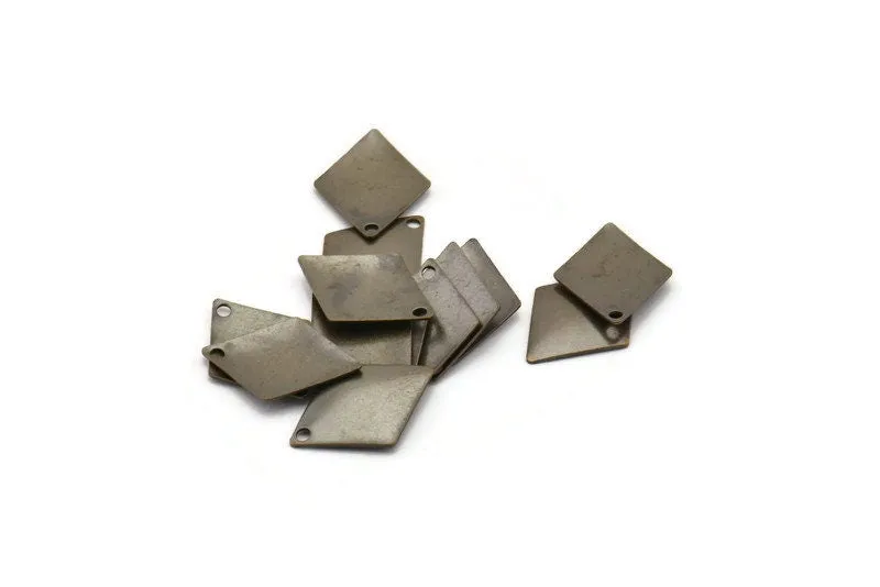 Antique Brass Rhombus, 150 Antique Brass Diamond Findings, Tags  (12x17mm)  K119