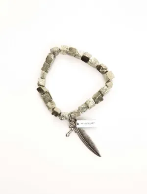 Antique Silver Pyrite Beaded Bracelet