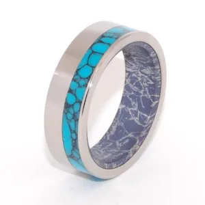 Aqueous Graphite | Men's Turquoise, Aqueous Graphite & Titanium Wedding Ring