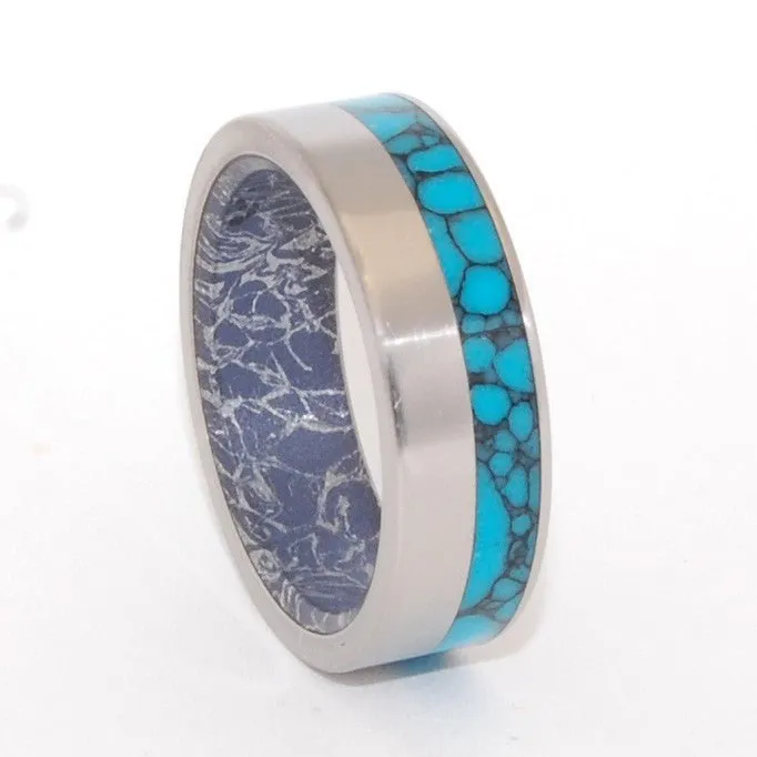 Aqueous Graphite | Men's Turquoise, Aqueous Graphite & Titanium Wedding Ring