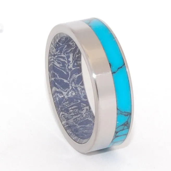 Aqueous Graphite | Men's Turquoise, Aqueous Graphite & Titanium Wedding Ring