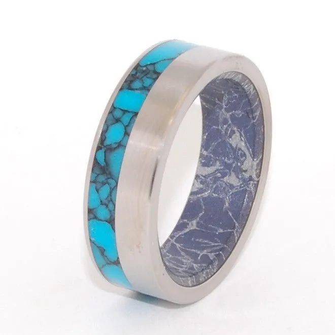 Aqueous Graphite | Men's Turquoise, Aqueous Graphite & Titanium Wedding Ring