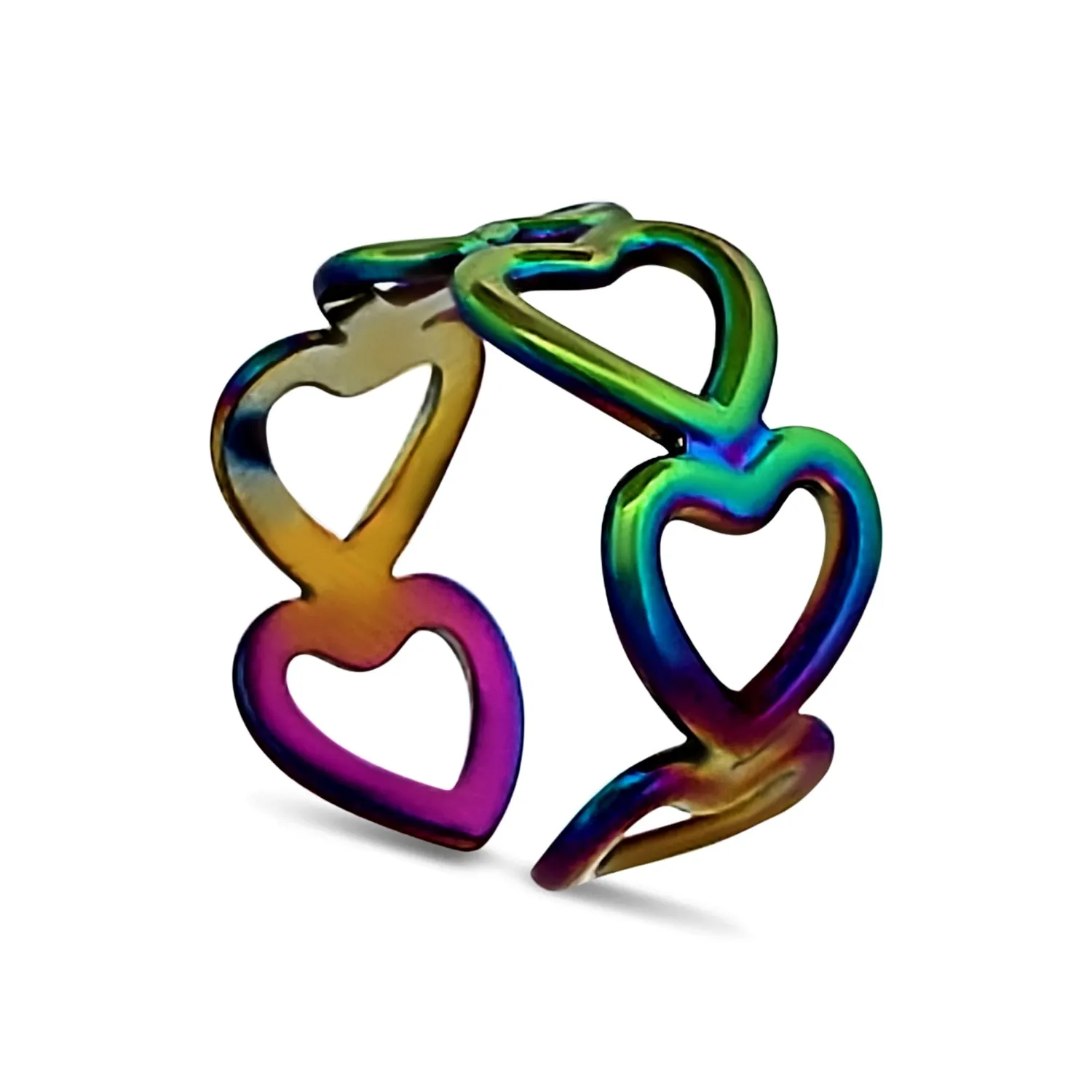 BESHEEK Rainbow Electroplate Adjustable Ring | Hypoallergenic Boho Beach Gala Wedding Style Fashion Jewelry