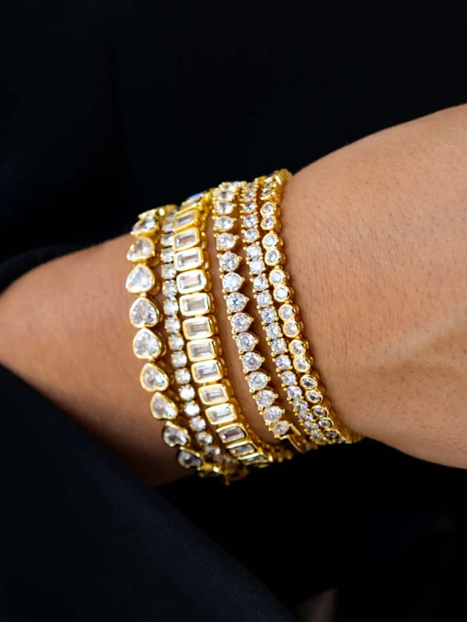 Bezel Heart Tennis Bracelet