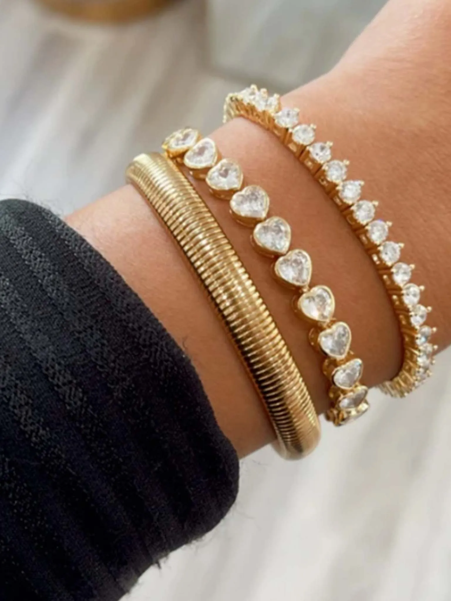 Bezel Heart Tennis Bracelet